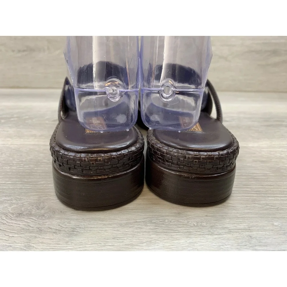 Brighton Natalie Women's Brown Croc Embossed Platform Sandals Ring 8 Shoes